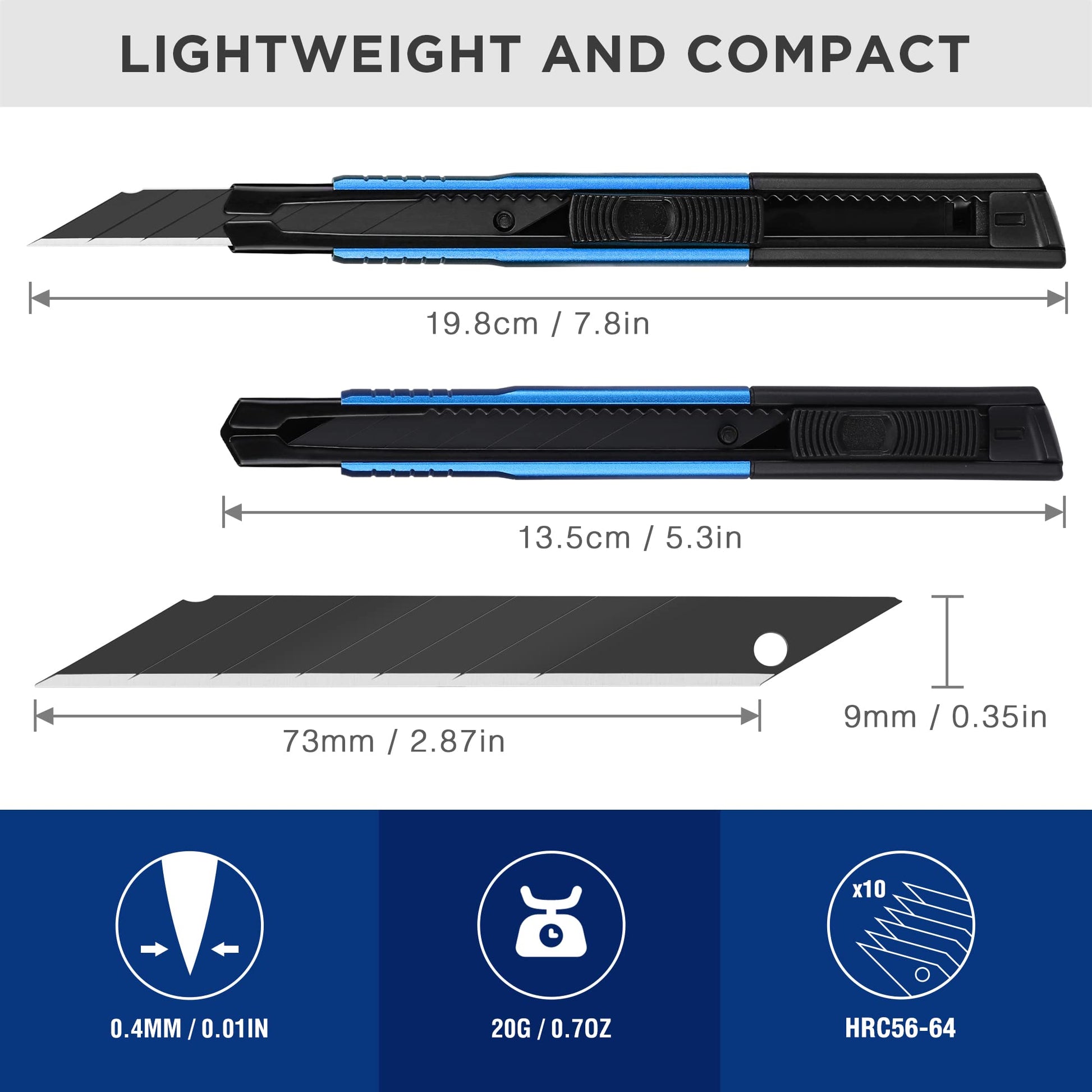 WORKPRO Premium Utility Knife Retractable Snap-off Blade, Heavy Duty Aluminum Box Cutter Set, Razor Knife Exacto Craft Knives, with 10 Extra 9mm - WoodArtSupply