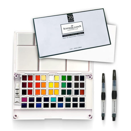 SCHPIRERR FARBEN - Professional Watercolor Paint Set, 48 Vivid Colors, Travel Watercolor Set with Classy Tin Box, Portable Watercolor Palette, Water SCHPIRERR FARBEN