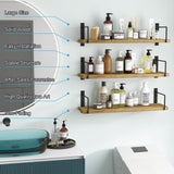 EALLRINEC Floating Shelves, 24 Inches Easy to Install Wall Mounted Shelves, Wall Shelves Set of 3, Rustic Wood Shelves for Wall Décor, Storage EALLRINEC