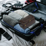 Personalized Leather Toiletry Bag For Men with Hook, Groomsmen Gifts Travel Bag Laser Engraved Name Monogram Leather Gift Anniversary Gift For Him Bleggeit