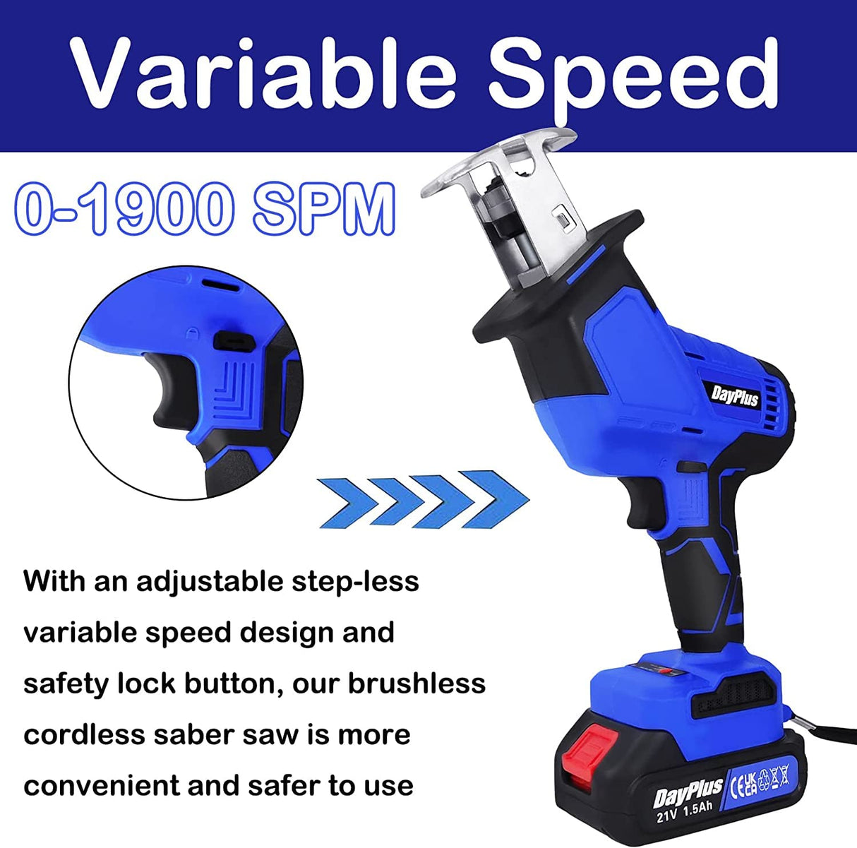 Cordless Reciprocating Saw, 21V MAX Brushless Powerful Battery Powered Sawzall, Variable Speed Electric Saw, Tool-Free Blade Change, LED Light, Sabre Royalswill