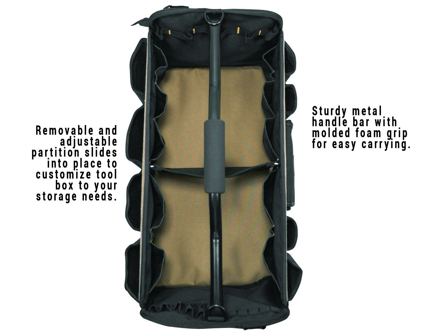 Custom Leathercraft WORK GEAR 1579 20 Inch, Open Top, Soft Sided Tool Box, 27 Pockets Custom Leathercraft