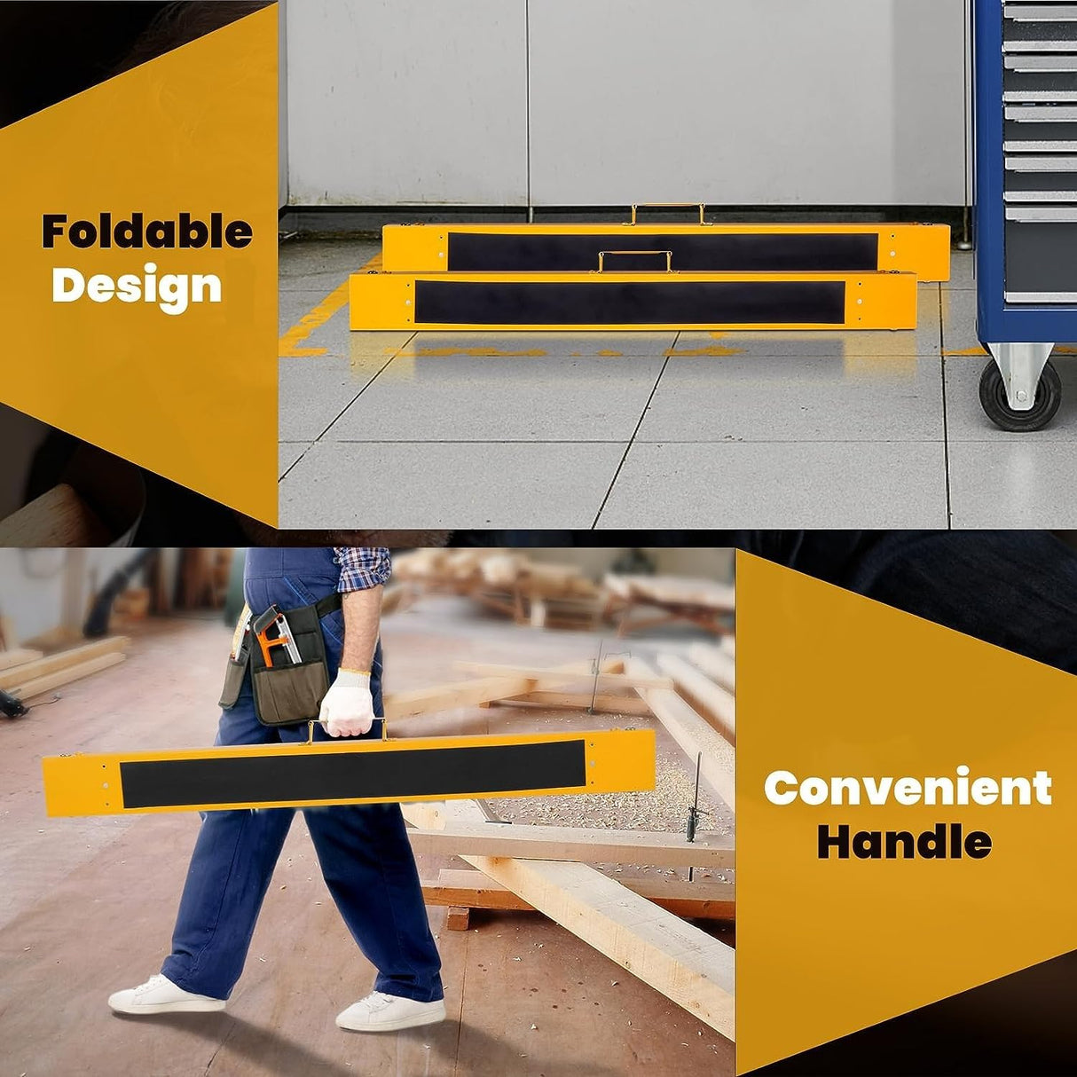 Goplus Saw Horses 2 Pack Folding, Portable Sawhorse with Fast Open Legs, Convenient Handle. Heavy Duty Steel Sawhorse for Woodworking, Carpenters, Goplus