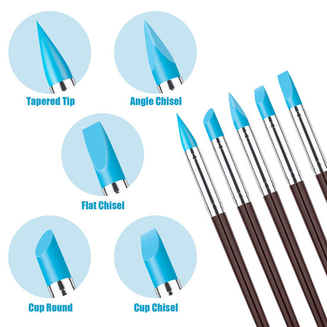 Clatoon 10Pcs Silicone Clay Sculpting Tool, Modeling Dotting Tool & Pottery Craft use for DIY Handicraft, Silicone Brush, Sculpture Pottery, Nail Art Clatoon