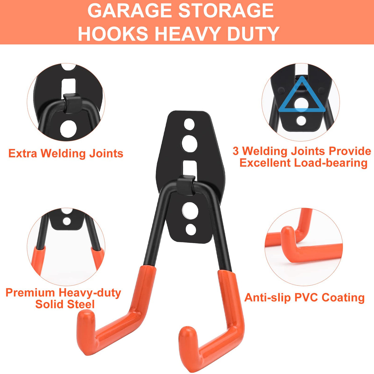 Dorisy Upgraded 16 Packs Garage Hooks Utility Double Heavy Duty with Mop Broom Holders, Wall Mount Hooks, Garage Storage Organization and Tool Dorisy