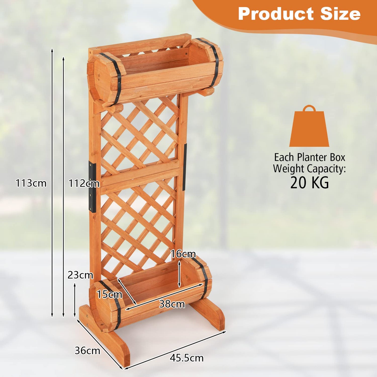 S AFSTAR Raised Garden Bed with Trellis, Outdoor Wood Garden Planter W/ 2-Tier Round Planter Box & Trellis for Vine Climbing Plants Growing, Vertical S AFSTAR