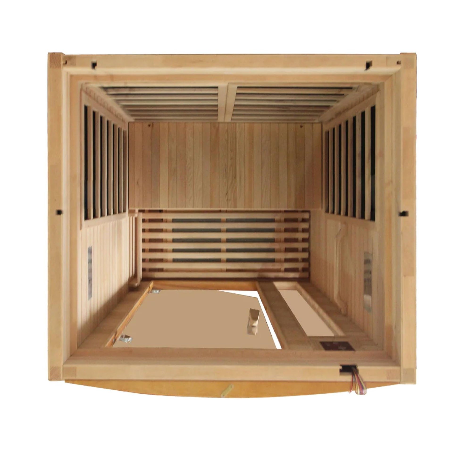 Dynamic Barcelona 1 to 2 Person Hemlock Wood Low EMF FAR Infrared Sauna For Home with LED Control Panel and Tempered Glass Door - Curbside Delivery - WoodArtSupply