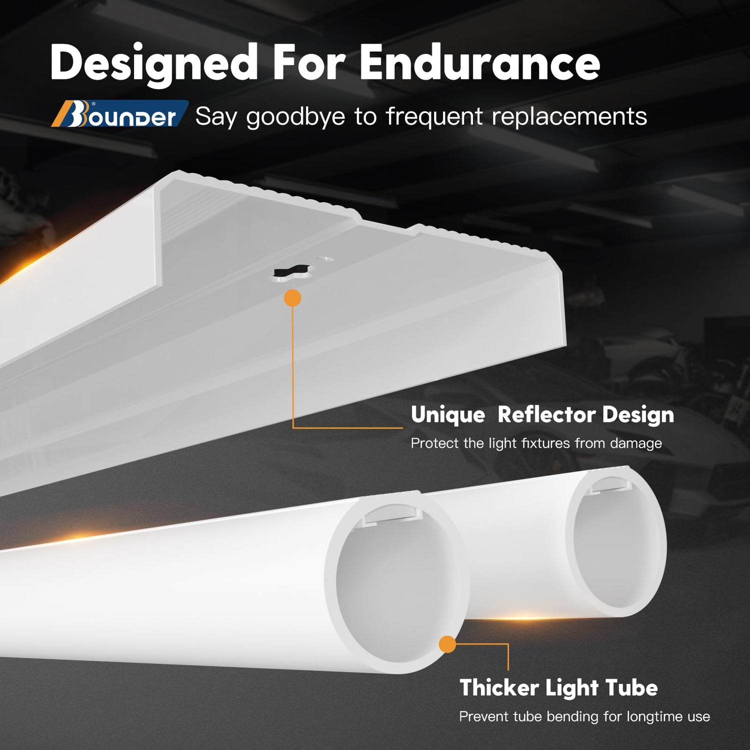 BBOUNDER 12 Pack Linkable LED Shop Light with Reflector, Super Bright 6500K Cool Daylight, 4400 LM, 4 FT, 48 Inch Integrated Fixture for Garage, 40W BBOUNDER