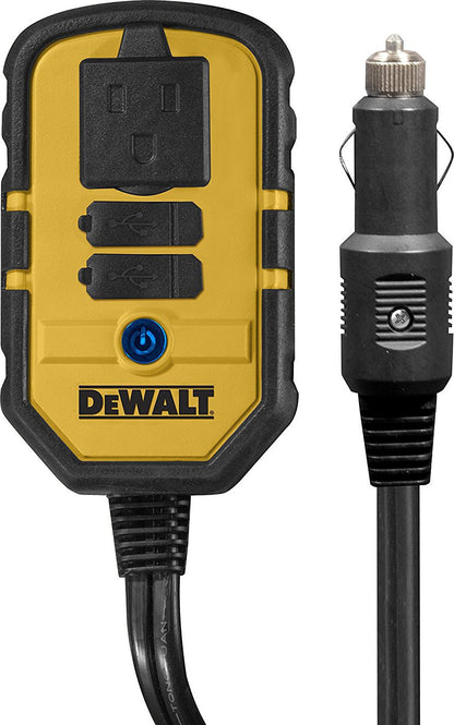 DEWALT DXAEPI140 Power Inverter 140W Car Converter: 12V DC to 120V AC Power Outlet with Dual 3.1A USB Ports - WoodArtSupply