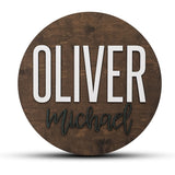 Custom Round Nursery Name Sign, Personalized Wooden Wall Plaque, 12" 18" 24", 30" 3D Wall Art for Children & Kids Rooms, Baby Shower, Hickory Hollow Hickory Hollow Designs