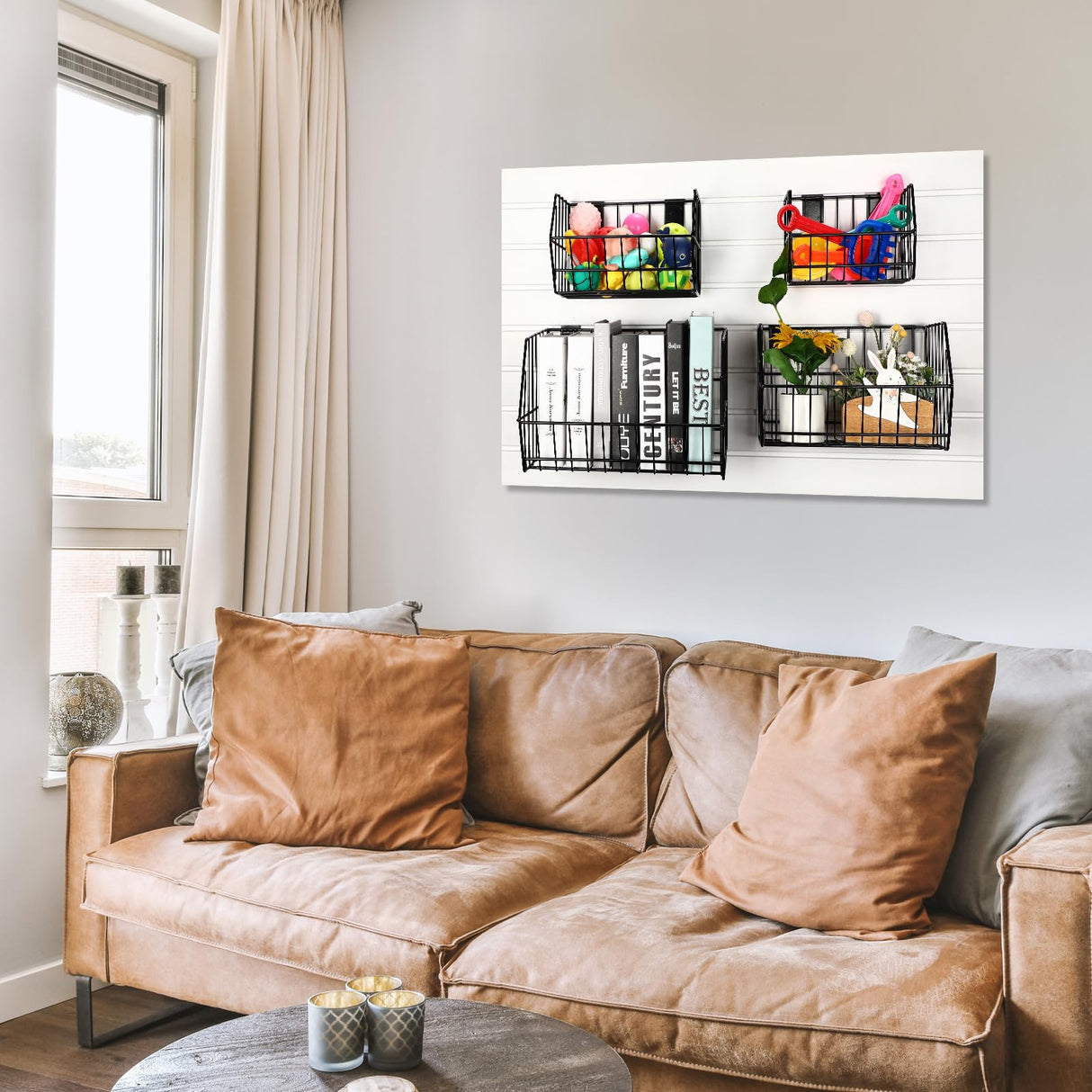 Uiifan 4 Pcs Slatwall Baskets Metal Slatwall Bins Mounted Slatwall Accessories Multi Size Sloped Wire Slatwall Basket for Shops Rooms Storage Display Uiifan