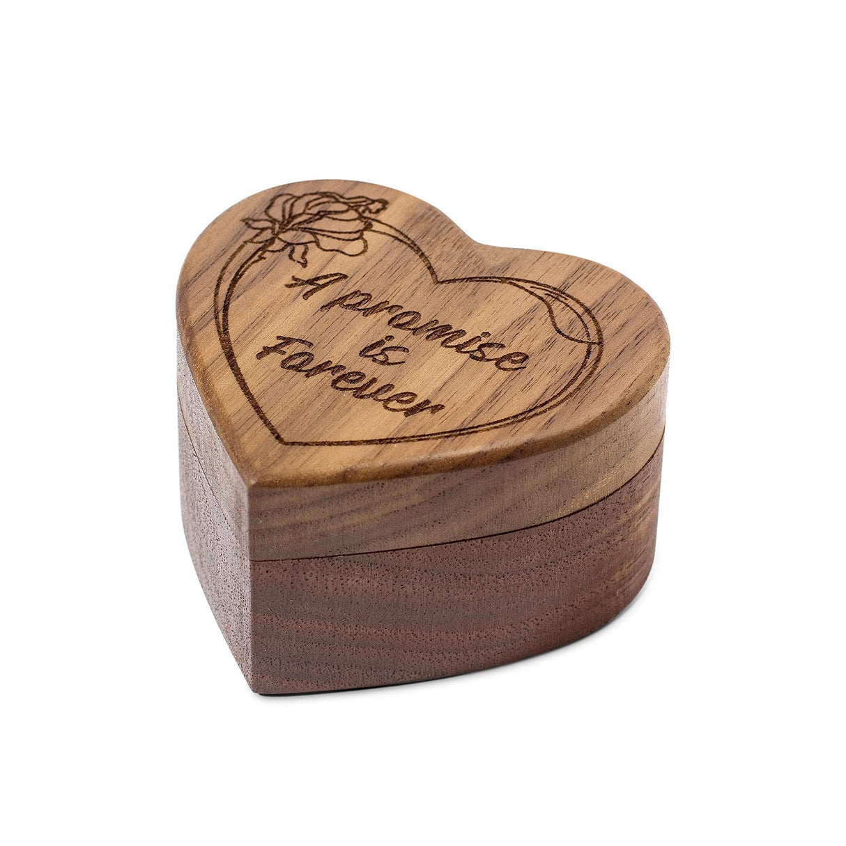 Wislist Wood Engagement Ring Box Herat Shaped Engraved Ring Case for Proposal,Wedding (Walnut Wood) Wislist