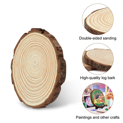 10pcs Wood Slices 4-4.7 inch Unfinished Natural with Tree Barks Diameter Large Circle Rustic Wedding Centerpiece Disc Coasters Christmas Ornaments - WoodArtSupply