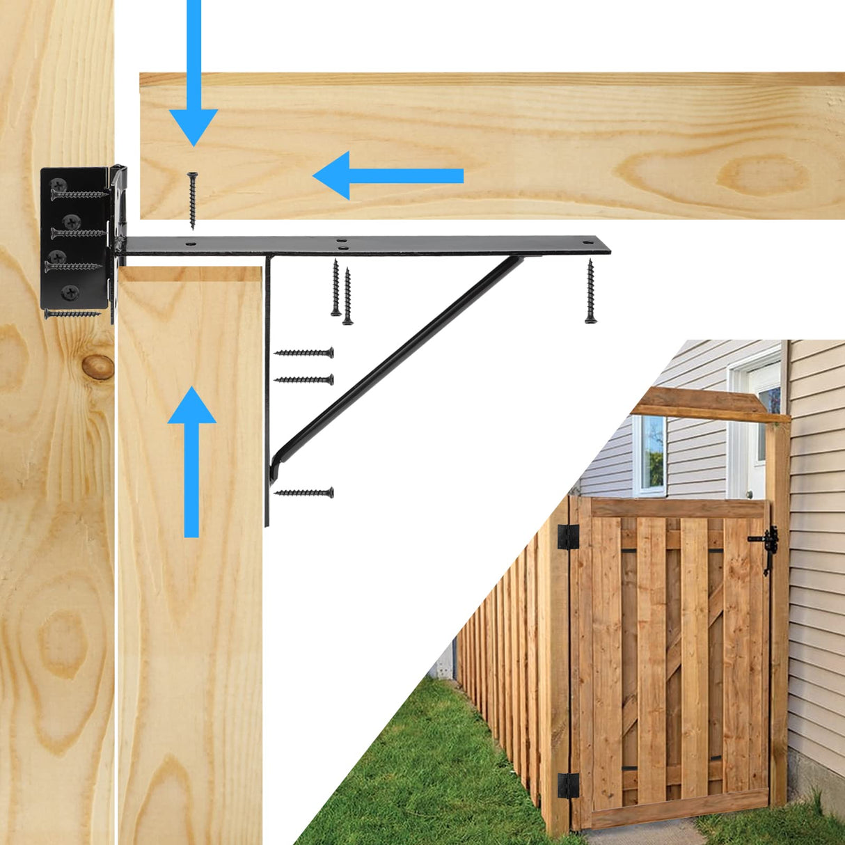 TFMUZERT Heavy Duty Fence Gate Kit Gate Hardware Iron No-Sag 2x4s Adjustable for Wooden Fence Gate Windows Shed Doors TFMUZERT
