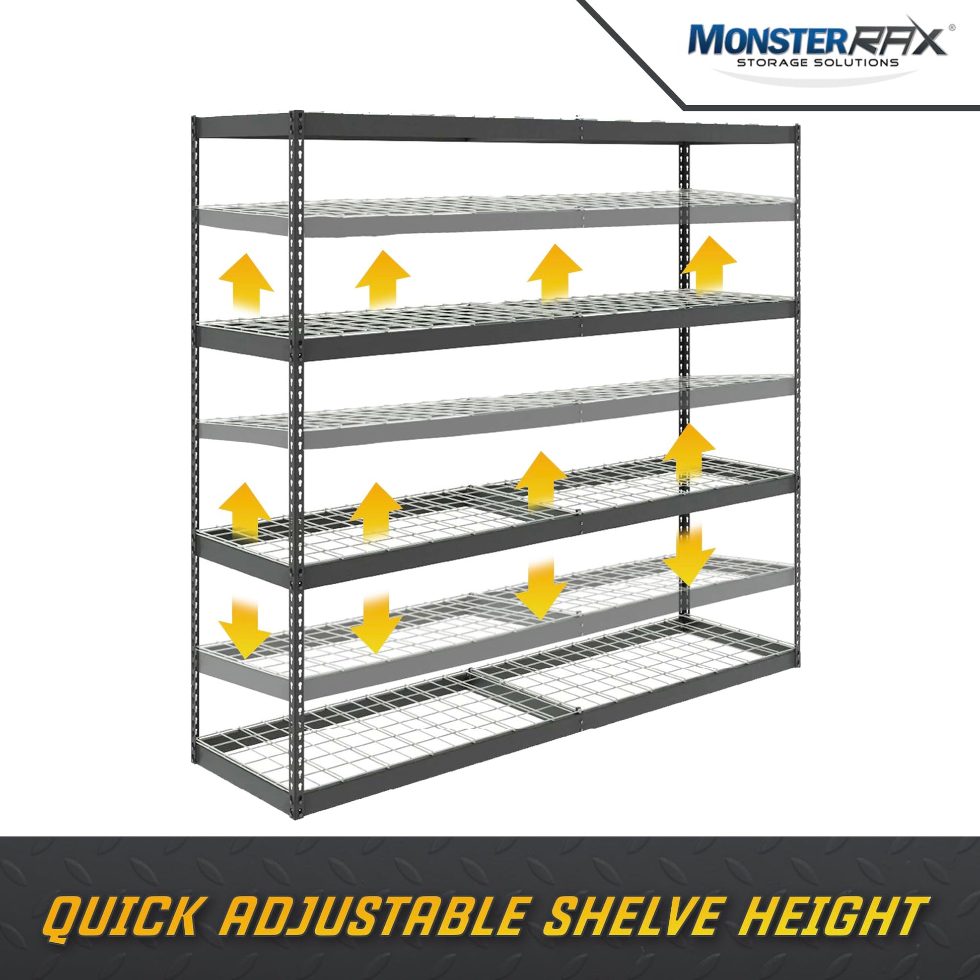 MonsterRax Heavy Duty Garage Shelving - 24" x 92" x 84" - 500 lbs/Shelf - Adjustable 4 Tier Metal Utility Shelves - High Grade Steel Storage Rack for - WoodArtSupply