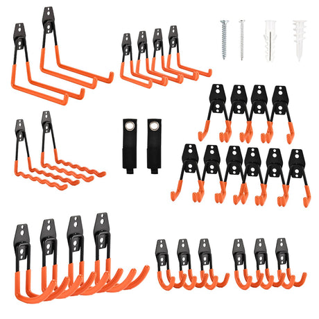 Rlipily 30 Pack Garage Hooks Steel Heavy Duty Garage Storage Hooks Utility Steel Wall Mount Garage Hanger&Organizer for Bikes,Garden Tools, Ladders, Rlipily