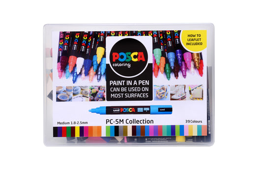 Posca PC-5M Water Based Permanent Marker Paint Pens. Medium Tip for Art & Crafts. Multi Surface Use On Wood Metal Paper Canvas Cardboard Glass Fabric - WoodArtSupply