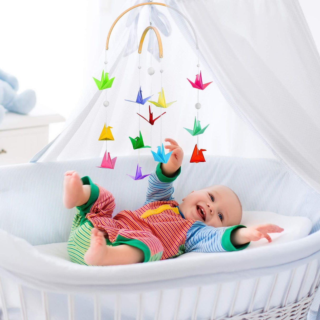 Tatuo Nursery Mobile Crib Bed Bell Ceiling Wooden Wind Chime Hanging DIY Wooden Frame Ornaments Handmade Kit for Infant Toys Nursing Accessories Tatuo