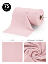 Fantasticlean Microfiber Cleaning Cloth Roll -75 Pack, 12x12", Tear Away Towels, Reusable Washable Rags (Pink) Fantasticlean