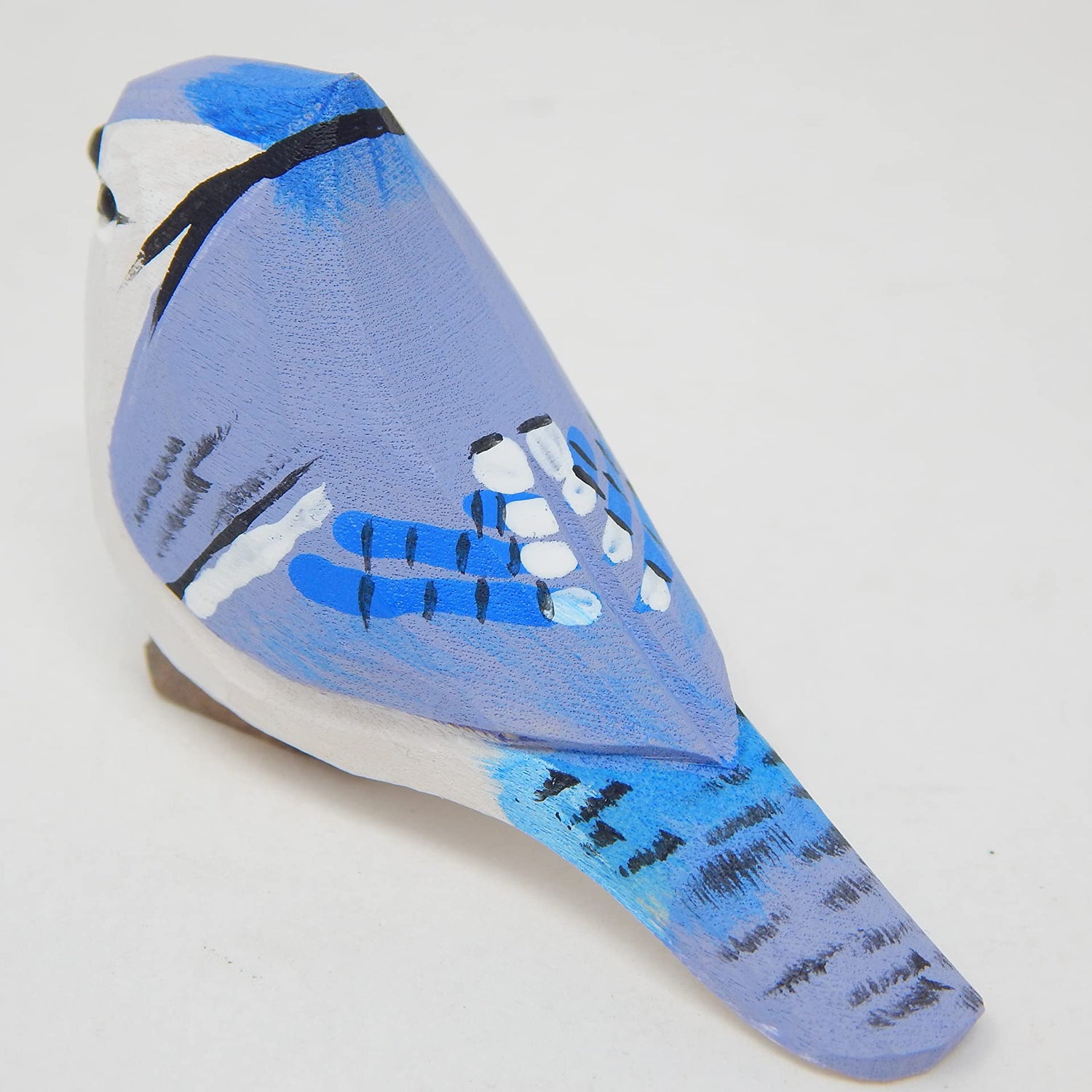 Blue Jay Bird Wood Ornament Hanging Figure Handmade Carved Decoration Selsela