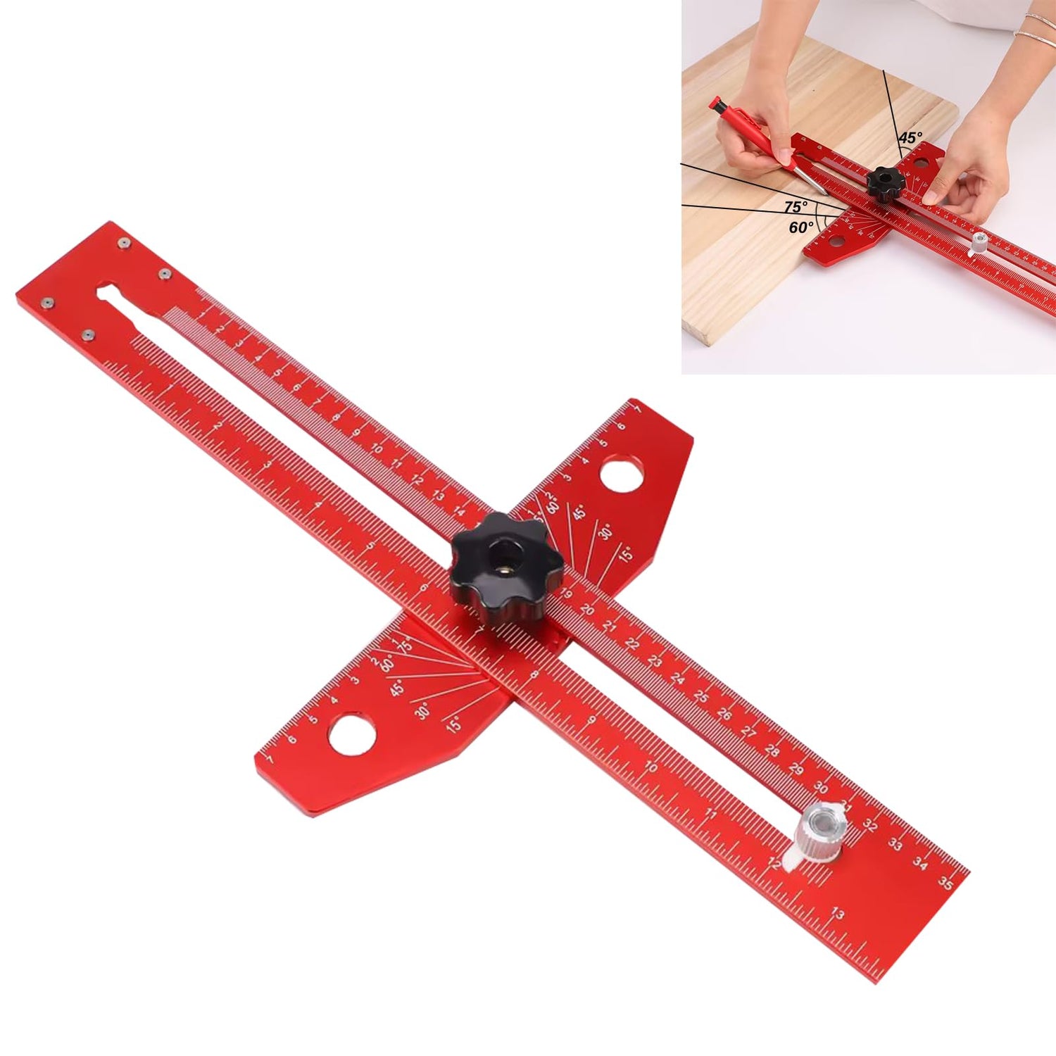Woodworking Scriber Marking Line Ruler T Type Woodworking Ruler 13 inch Layout and Measuring Tools Precision Marking T-Ruler Positioning BOWEITI
