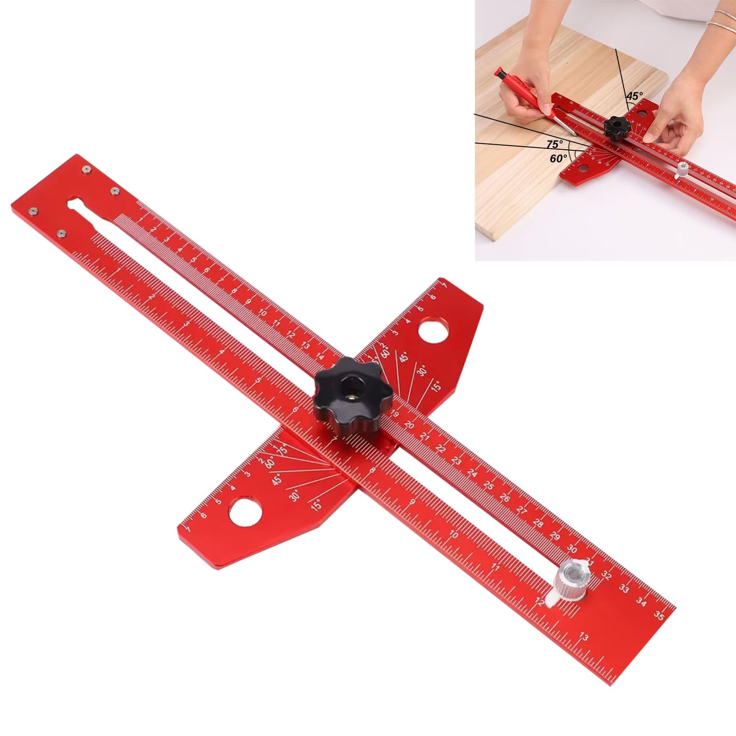 Woodworking Scriber Marking Line Ruler T Type Woodworking Ruler 13 inch Layout and Measuring Tools Precision Marking T-Ruler Positioning