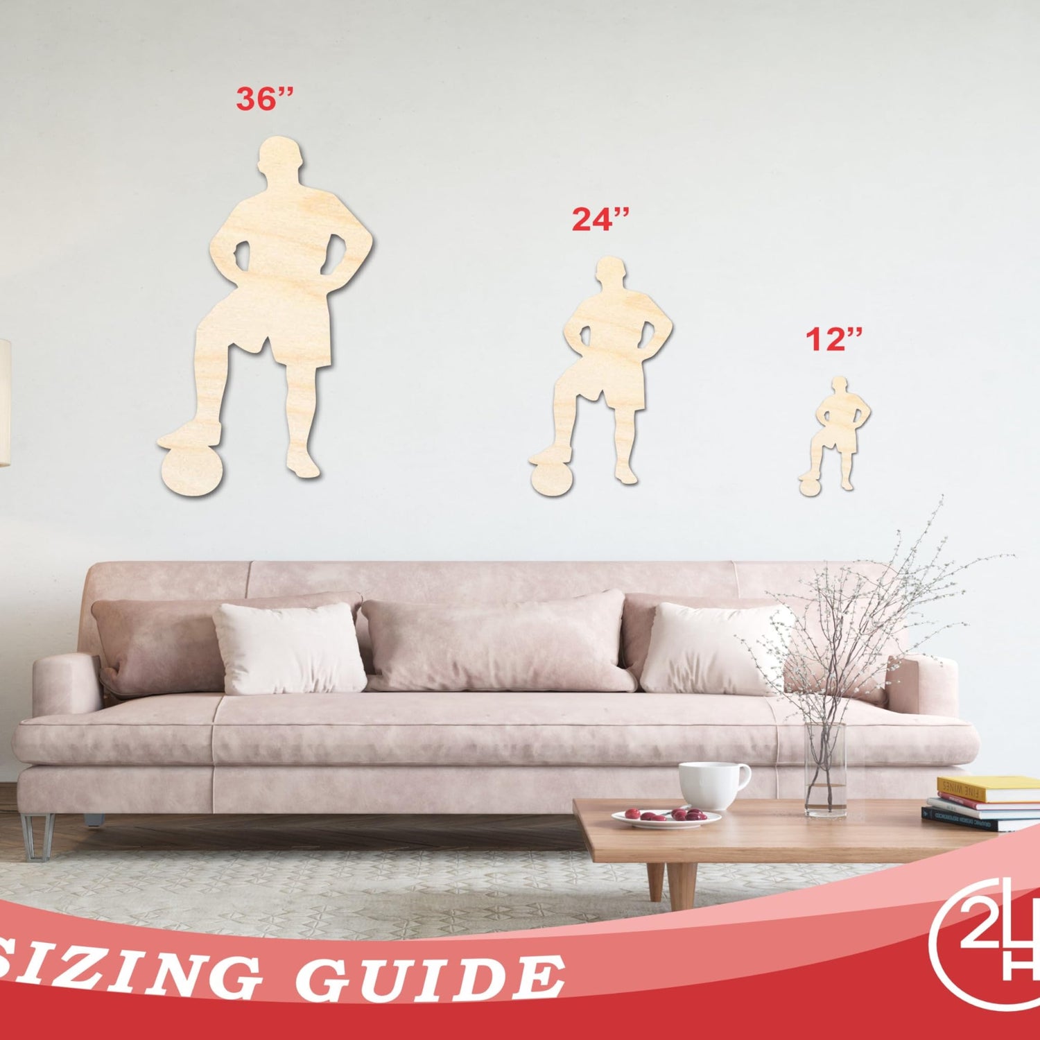 Unfinished Wood Soccer Player Silhouette | DIY Sports Craft Cutout | up to 36" DIY 7" / 1/8" 24 Hour Crafts