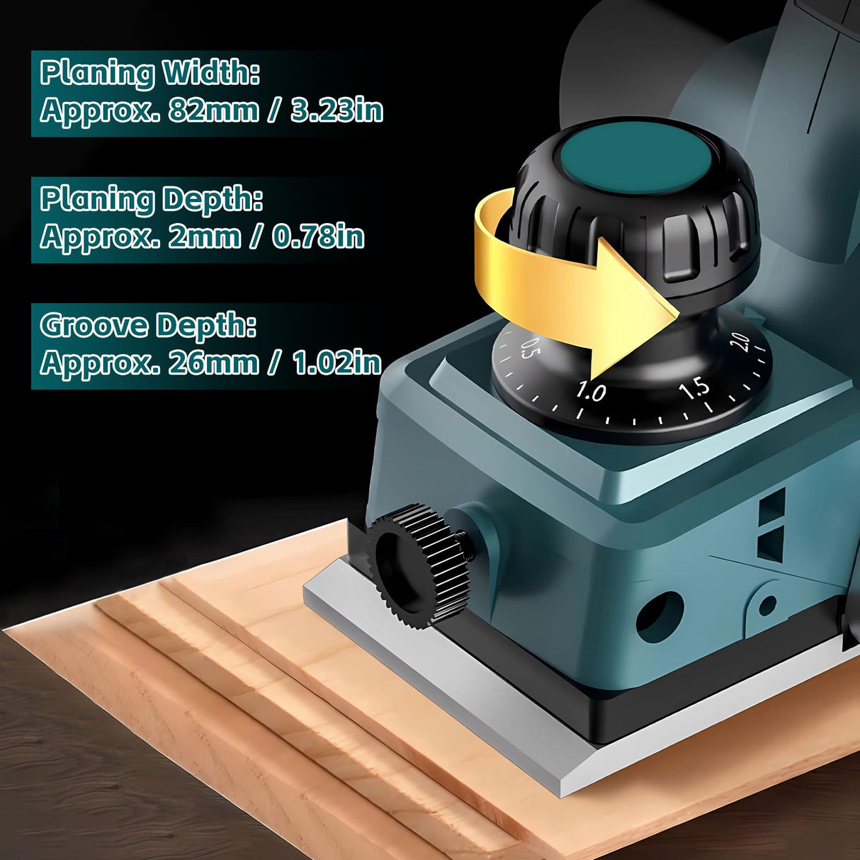 3-1/4 Inch Woodworking Hand Planer for Makita 18V Battery, Cordless Hand Planer Brushless Planer Handheld Planer for Woodworking Power Wood Planer F FINEC