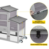 Aivituvin Chicken Coop Hen House Portable with Wheel Wooden Poultry Cage with Nesting Box Outdoor Chicken House with Run 80" Aivituvin