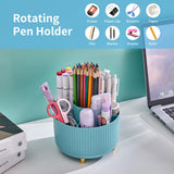 Marbrasse Desk Organizer, 360-Degree Rotating Pen Holder for Desk, Desk Organizers and Accessories with 5 Compartments Pencil Organizer, Art Supply Marbrasse