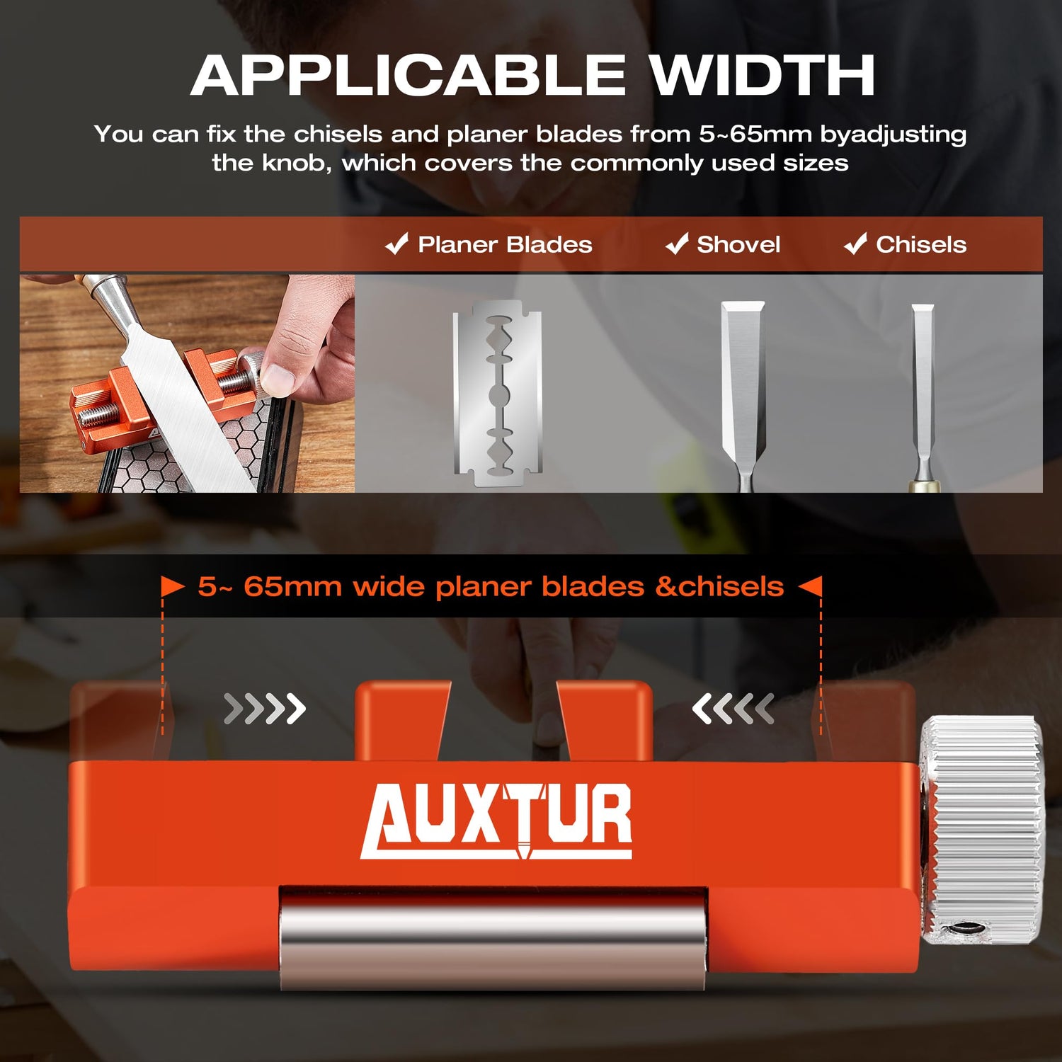 AUXTUR Sharpening Stone with Honing Guide Tool,chisel set for Woodworking,Flattening Stone,Complete Sharpening System Tools for Chisel Sharpening and AUXTUR
