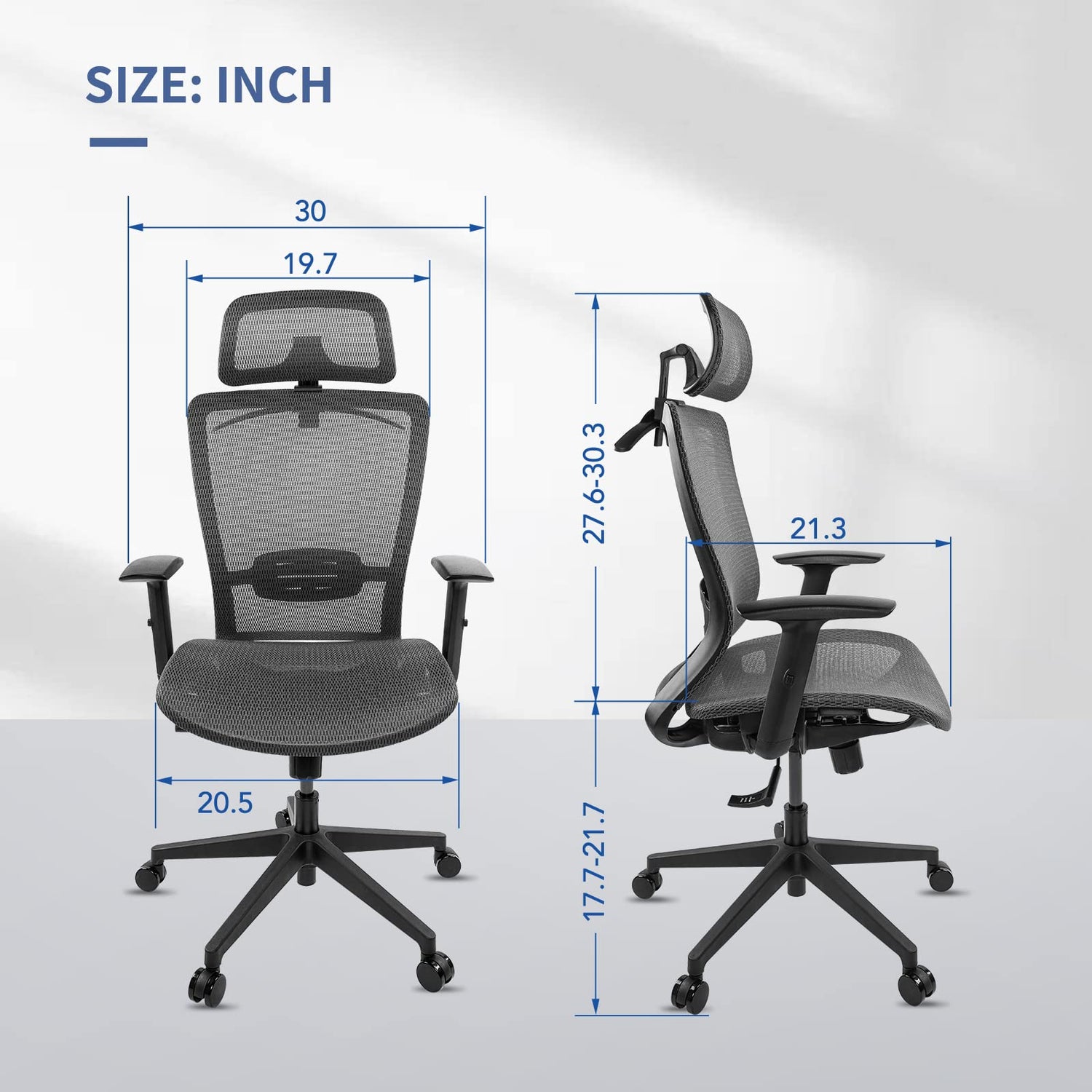 FLEXISPOT OC3B Ergonomic Executive Mesh Office Task Chair Swivel Height Adjustable Seat Headrest Armrest Lumbar Support Caster Wheels For Computer FLEXISPOT