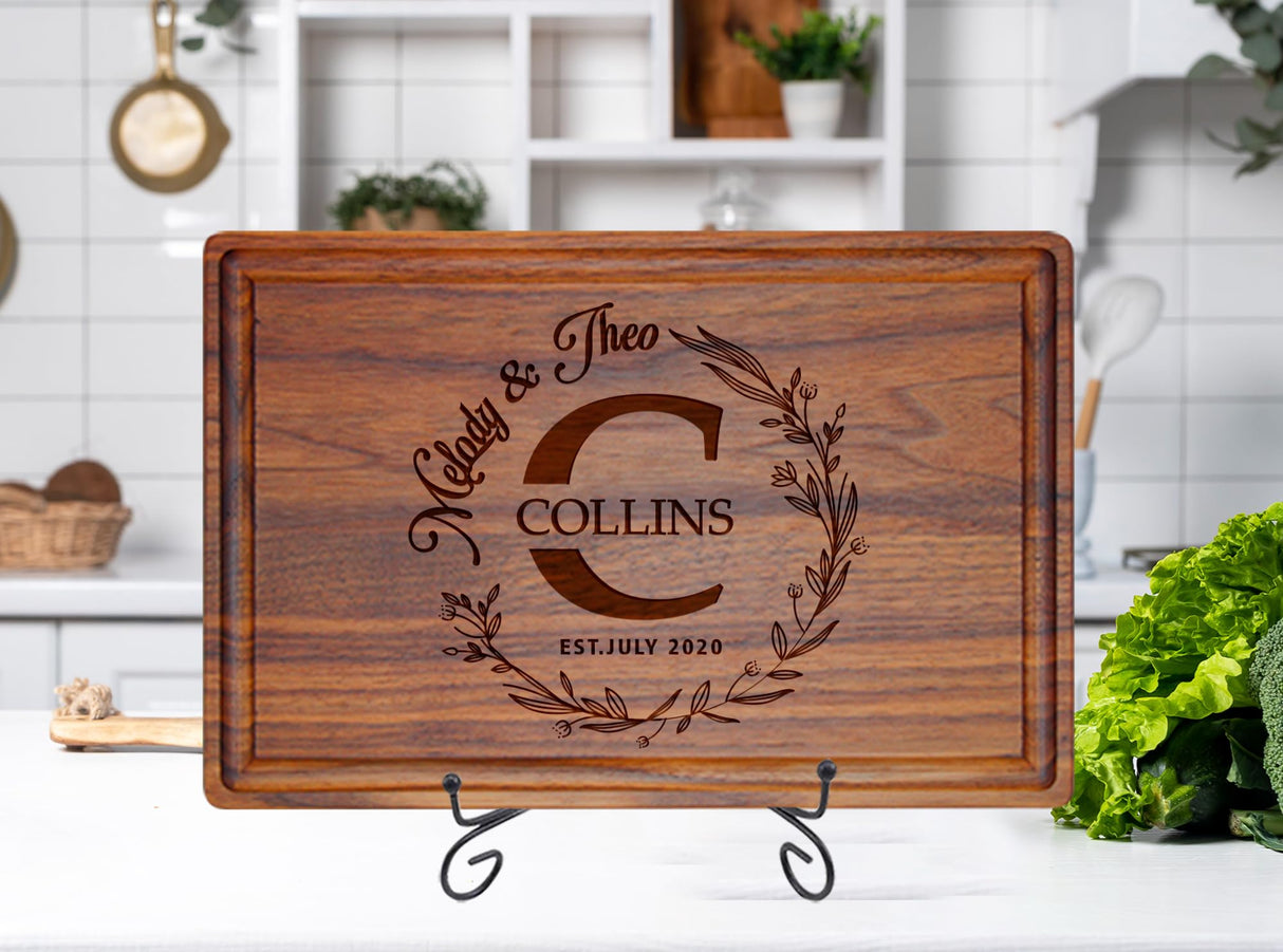 Silverhill Design Customized Love: Personalized Engraved Wood Cutting Boards for Couples - Ideal Gift for Weddings, Anniversaries, Housewarming and Silverhill Design