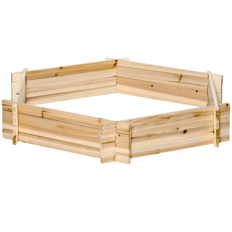 Outsunny Wooden Raised Garden Bed, Hexagon Screwless Planters for Outdoor Plants, Vegetables, Flowers, Herbs, 39" x 36" x 6", Natural Wood Outsunny