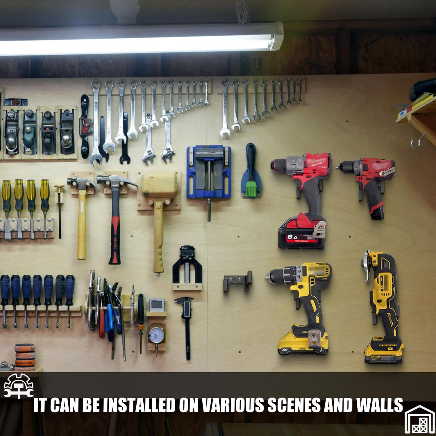 YAMTO 2pcs Power Tool Organizer,Heavy Duty Pegboard Wall Organizer,Stainless Steel, Electric Drill Storage Rack,Perfect for Storage Garages, Homes, YAMTO