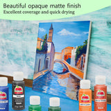 Acrylic Paint Set 8 Colors With 2 Canvases - Acrylic Paint Kit 2fl oz Bottles, Rich Pigmented, Matte Finish and Smooth Application Professional The Mega Deals