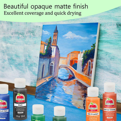 Acrylic Paint Set 8 Colors With 2 Canvases - Acrylic Paint Kit 2fl oz Bottles, Rich Pigmented, Matte Finish and Smooth Application Professional The Mega Deals