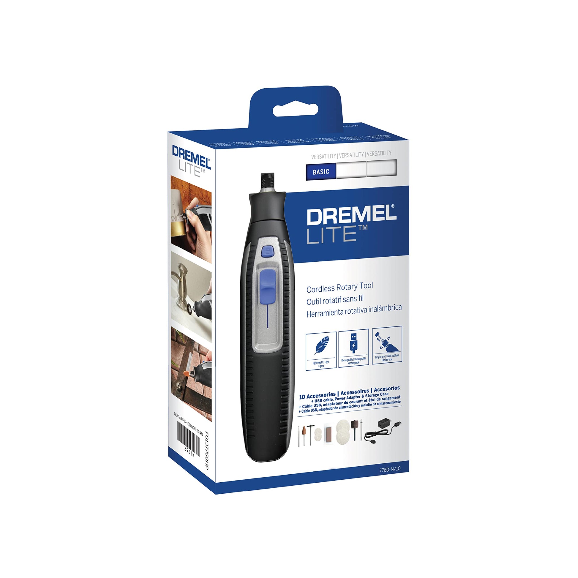 Dremel Lite 7760 N/10 4V Li-Ion Cordless Rotary Tool Variable Speed Multi-Purpose Rotary Tool Kit, USB Charging, Easy Accessory Changes - Perfect For - WoodArtSupply