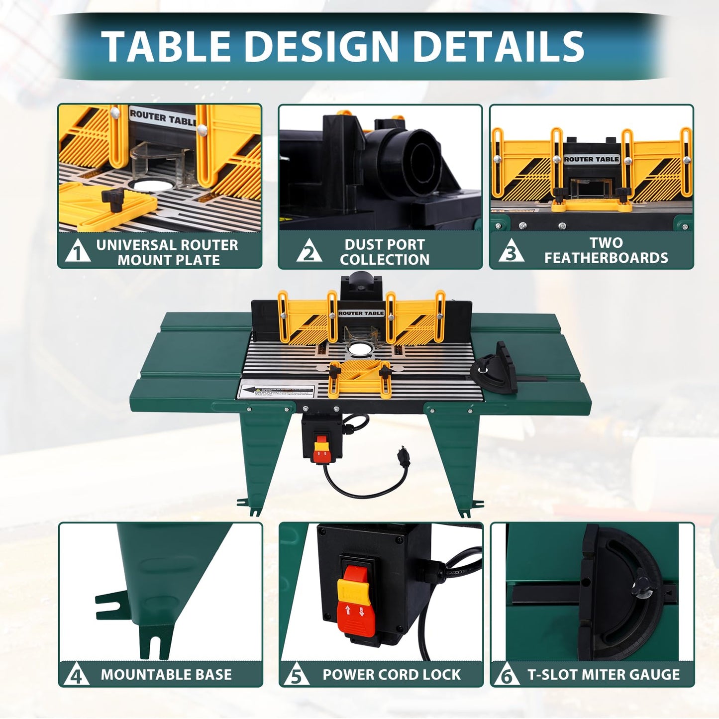 Electric Router Table, Universal Benchtop Router Tables Top with Steel Stand & Adjustable Fence Wood Working Router Table Precise Routing Table - WoodArtSupply