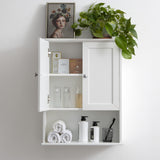 VANIRROR White Over-The-Toilet Storage Cabinet with Adjustable Shelves and Soft-Close Hinges VANIRROR