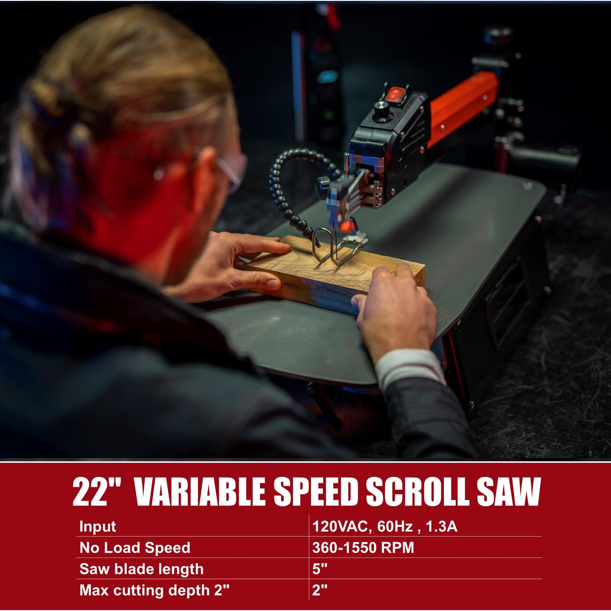 Bucktool 22 Inch Variable Speed Scrow Saw, 1.3A Scroll Saw for Woodworking Bucktool