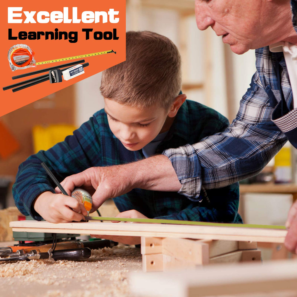 INCLY 95 PCS Kids Real Tool Set, Boys Small Real Hand Tools Kit, Children Construction Learning Tools Hammer Screwdriver for Home DIY Building and INCLY