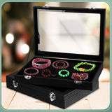 Huquary 3 Pcs Jewelry Display Cases Wooden Jewelry Box Glass Top Display Cases for Collectables with Glass Window on Top Display Case Organizer for Huquary