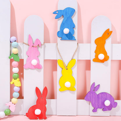 Whaline 30Pcs Easter DIY Crafts Sets Unfinished Wood Bunny Cutouts with Paints Brushes Palette Felt Balls Ropes Glue Points Spring Rabbit Wood - WoodArtSupply