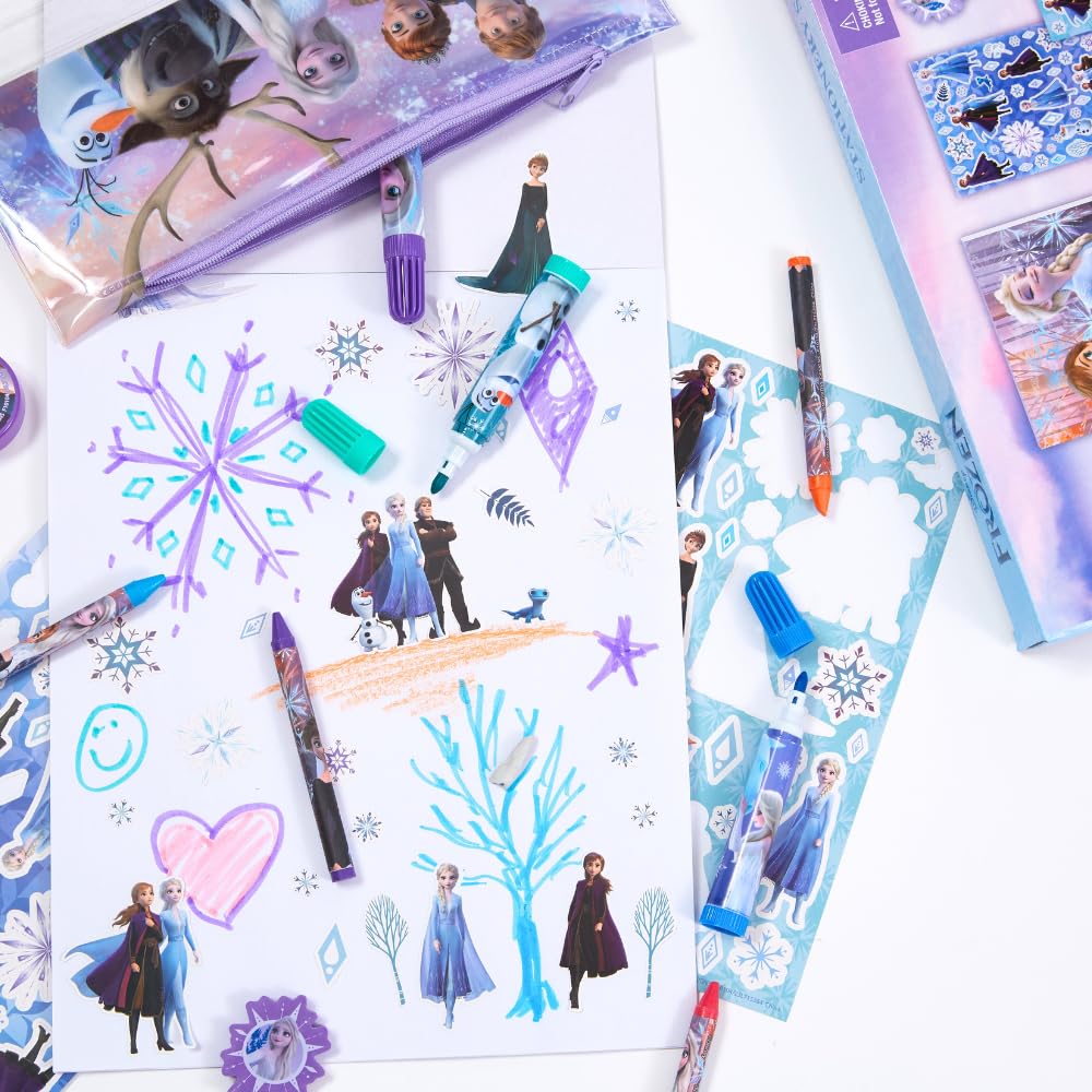 Disney Frozen Kids Coloring Art and Sticker Set, 30 Pcs. School & Craft Supplies with Pencil Case Innovative Designs