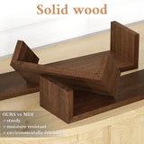 SRIWATANA Floating Shelves Wall Mounted, Solid Wood Wall Shelves Set of 3, Dark Brown… SRIWATANA