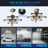 Adiding LED Garage Ceiling Light - 2 Pack Adjustable 20000lm Bright LED Basement Light 6 Deformable Panels 6500K Shop Lights Screw in E26 Bulb Socket Adiding