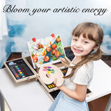Art Supplies, Wooden Art Set Crafts Kit with Drawing Easel, Deluxe Kids Art Set, Oil Pastels, Colored Pencils, Watercolor Cakes, Creative Gift for VigorFun