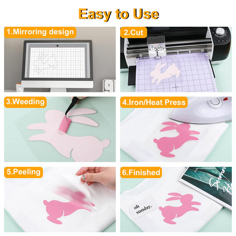 CAREGY HTV Heat Transfer Vinyl Bundle: 75 Pack 12" x 10" Iron on Vinyl for T-Shirt, 57 Assorted Colors for All Cutter Machine or Heat Press Machine CAREGY