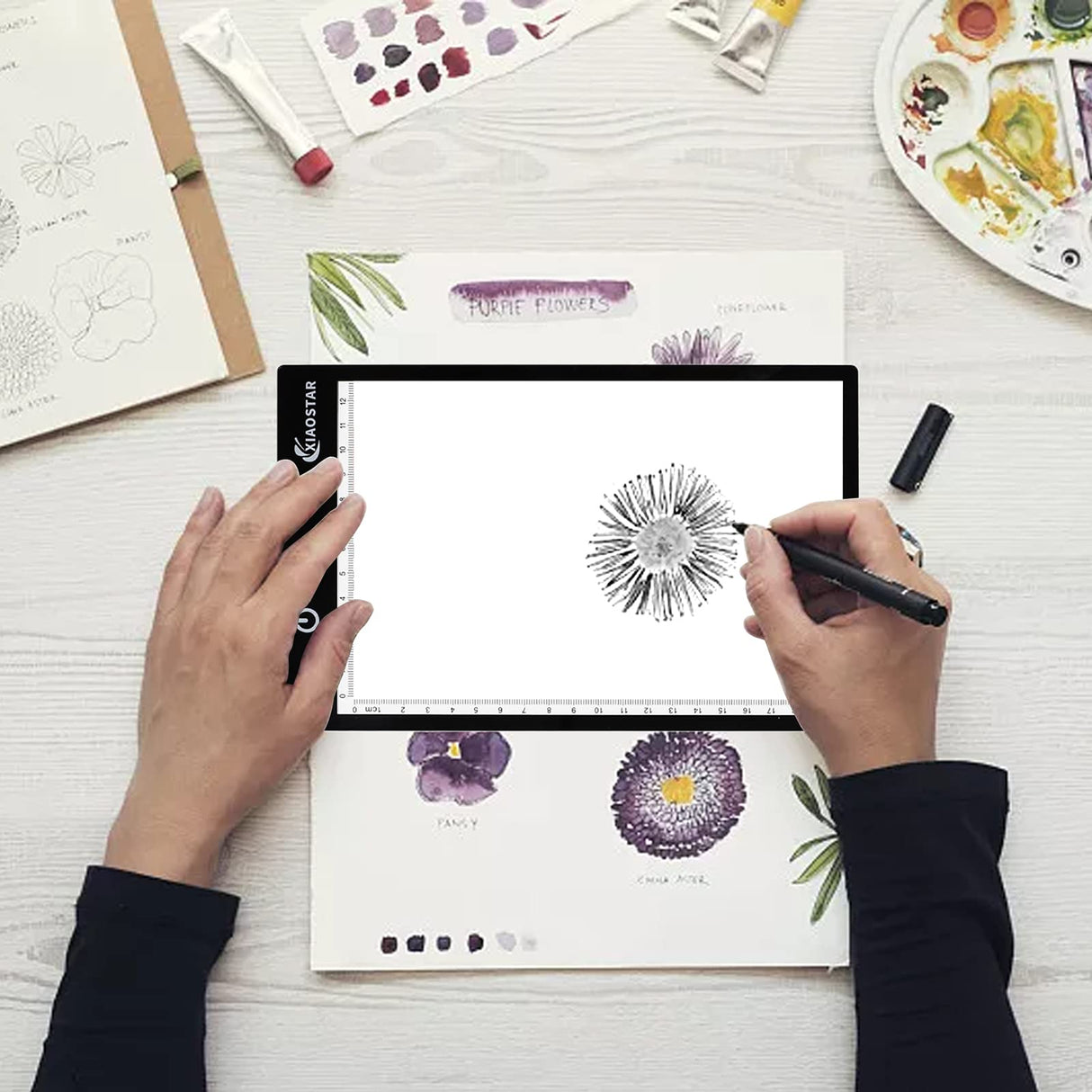 Light Box Drawing Pad, Tracing Board with Type-C Charge Cable and Brightness Adjustable for Artists, AnimationDrawing, Sketching, Animation, X-ray XIAOSTAR